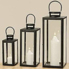 BOLTZE Arana 1007341 Lantern Set (Black, 3-Piece Lanterns, without Candles, Decoration for Home, Indoor, Candle Holder)