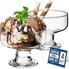 CRYSTALIA Luxury Ice Cream Cup Glass 265 ml Ice Cream Bowls 100% Lead-Free Dessert Bowls with Base, Trifle Parfait Ice Cream and Dessert Cups for Fruit, Appetizer Ice Cream Glasses, Pudding Bowls, Set