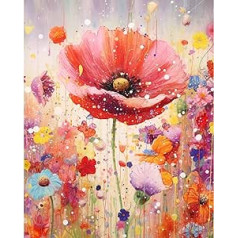 Tucocoo Poppy Paint by Number Kits with Brushes and Acrylic Pigment on Canvas Painting for Adults, Beautiful Blossom Craft Project for Home, Wall Decoration, Gifts (DIY Framed)