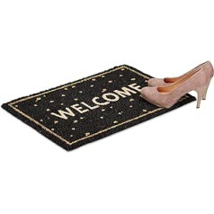 Relaxdays Welcome Coconut Doormat, HWD: 1,5 x 60 x 40 cm, mirdzošs, punktēts, neslīdošs, kokosšķiedra, gumija, daudzkrāsains