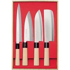 Japāņu nažu komplekts no 4 SekiRyu Sashimi, Deba, Santoku & Nakiri - SR1000. Nerūsējošā tērauda asmens