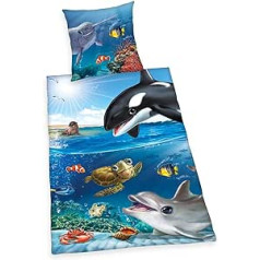 FVLFIL Animal Club gultas veļa Gluda jūras radības Ocean Orca delfīns Nemo Seal bruņurupucis killer valis krabja apvalks 135 x 200 cm Wow daudzfunkcionāls izvads 24