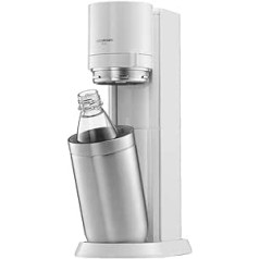 SodaStream Duo 8719128118345 Ūdens karbonāts ar CO2 balonu, 1 litra stikla pudele un 1 x 1 litra trauku mazgājamajā mašīnā mazgājama plastmasas pudele, augstums: 44 cm, krāsa: balta, 8719128118345