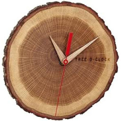 TFA Dostmann Tree-O-Clock sienas pulkstenis no ozola, 60.3046.08, augstas kvalitātes pulksteņa mehānisms, roku darbs ES, unikāls, eļļots, ozols, brūns, G242 x P42 x A234 mm