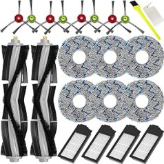 Qygba X1 Omni piederumi ECOVACS DEEBOT X1e Omni/ X1 Omni putekļsūcēja rezerves daļas priekš Ecovacs Deebot X1 Turbo, 2 galvenās sukas, 4 HEPA filtri, 6 salvetes, 8 sānu sukas