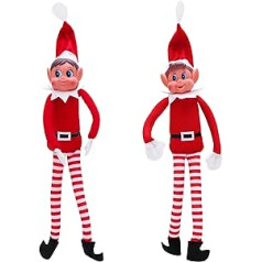 Toyland® Elves Behavin Badly Komplekts, 2–12 collu meiteņu elfs un puika Elfs saliekt un pozēt, mīksta rotaļlieta ar garām kājām, mīksts ķermenis un vinila galva — Ziemassvētku rotaļlieta