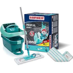 Leifheit Wiping Press Professional XL Set with Floor Mop and Rollers, Cleaning with Clean Hands and Without Bending, Leaves Floor looking as if it has been scrubbed by hand, with Microfibre Mop Cover for Tiles and Laminate