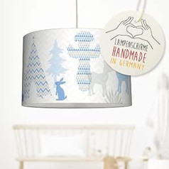 LOVELY LABEL Lovely Ceiling Light Indian Animals for Children's Room Baby Room Diameter 30 x 20 cm - Decorative Ceiling Light Boy Complete with Lampshade & Bulb - Baby Children Lamp Ceiling - Blue Beige