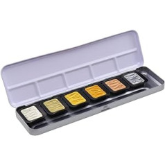 Finetec F7001 metalinė dažų dėžutė, 6 nepermatomos aukščiausios kokybės perlamutrinės spalvos 