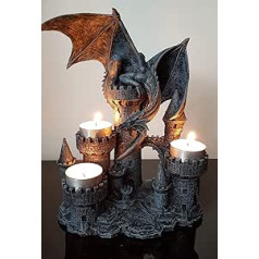 3 Tea Light Holder Dragon Castle Figurine Candle Holder Tea Light Holder