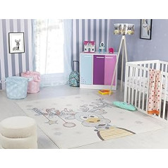 Surya šiaurės elnių vaikiškas kilimėlis – animacinių filmų kilimėlis vaikų kambario arba kūdikių kambario kilimėlis, ropojantis kilimėlis arba žaidimų kilimėlis – kūdikio kilimėlis berniukams ir mergaitėms, dramblio kaulo spalvos, m
