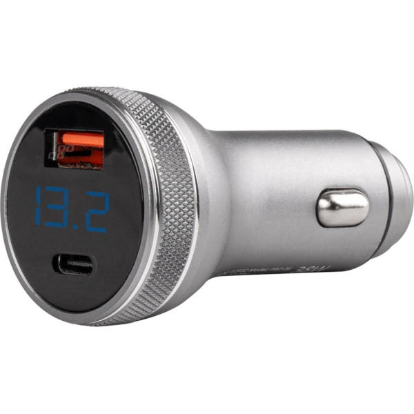 Auto lādētājs ar voltmetru 38w pch pro-06 usb+usb-c 12v 24v -02932