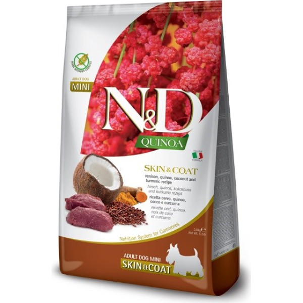 n&d quinoa dog skin&coat venison, coconut adult mini - sausā barība suņiem - 2,5 kg