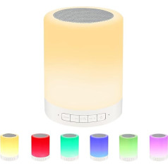 REAWUL Naktslampa ar Bluetooth skaļruni, naktslampiņa ar skārienjutīgo apgaismojumu, galda garastāvokļa lampa ar 3 LED skārienjutīgajiem aptumšošanas režīmiem un 7 krāsām pārslēgšanai, dāvana sievietēm, vīriešiem, pusaugu meitenēm un