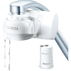 BRITA ON TAP V ūdens filtra sistēma, ietilpst 1 kārtridžs: Ielikt grozā: 1 kārtridžs, kas satur: noturīgu un labas garšas ūdeni tieši no krāna, samazina mikrodaļiņu, PFAS, metālu un garšu ietekmējošu vielu daudzumu.