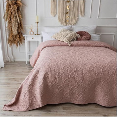 CalmyHOME Gultas pārklājs Bed Throw Ornaments 220 x 240 cm Dīvāns Throw Quilt Dīvāna sega Throw Blanket Dienas segas gultas pārklājs XXL sega Stepēti gultas pārklāji (Dusky Pink)