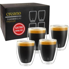 Creano Premium divstūra glāzes 250 ml - 4 glāžu komplekts - ēdināšanas uzņēmumu kvalitāte - 100 % droši mazgājamas trauku mazgājamā mašīnā