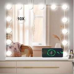 Saimeihome Hollywood Mirror with Lighting, Makeup Mirror with 14 Dimmable Lights, 3 Colour Temperatures, Makeup Table Mirror, Touch Control, Cosmetic Mirror for Dressing Table, Bedroom, 50 x 42 cm,