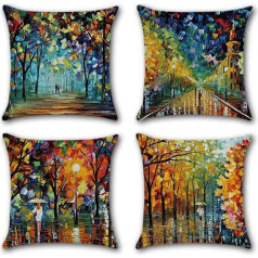 Gspirit Набор из 4 декоративных подушек Cotton Linen Throw Pillow Covers 45 x 45 см, K, 45 x 45 см