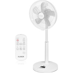 4UMOR Grīdas ventilators 24 W 20 dB līdzstrāvas motors 9 apgriezienu svārstības 90° regulējams ventilators ar tālvadības pulti 9H taimeris 41 cm diametrs Ventilators kluss 80% enerģijas taupīšana