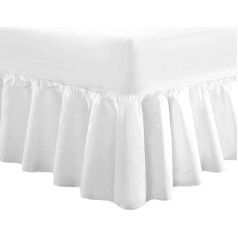 Divine Textiles Luxury Extra Deep Pleat Polycotton Fitted Valance Sheets White Super King