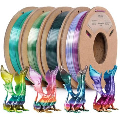 ERYONE PLA filaments 1,75 mm, 3D printera filamentu komplekts, daudzkrāsu iepakojums, 3D printera filaments PLA +/-0,03 mm, 4 x 250 g/Pack, Silk Rainobw PLA filaments, Metal Luster&Forest&Universe&Candy