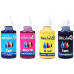 Monocure3D 3DP CMYK Pigment Set Colours for DLP/SLA 3D Printer Resin, 4x 30 ml