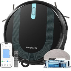 Proscenic 850T putekļsūcējs-robots 3000Pa ar Siri & IFTTT & App & Alexa, elektriskā ūdens tvertne 2-in-1 mājas uzkopšanai / matu/putekļu/grīdu slaucīšanai