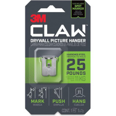 3M CLAW Stiprs un izturīgs drywall attēlu pakaramais 25lb