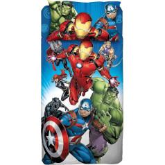 Avengers Single Flat Sheet Fitted Sheet Pillowcase Blue Marvel Disney 100% kokvilna Oficiāls produkts