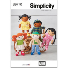 SIMPLICITY Longia Miller OS SS9770OS Skudurinės lėlės ir drabužiai, 36,6 cm, vieno dydžio