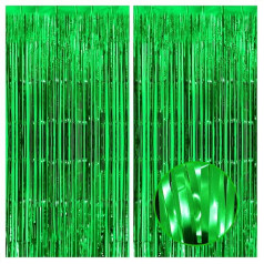 KatchOn, XtraLarge Green Streamers svinību rotājumi, 90 x 200 cm, 2 gabali, zaļie svētku rotājumi, džungļu svētku rotājumi, zaļie dzimšanas dienas rotājumi, zaļās bārkstis