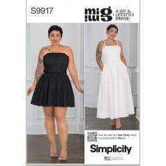 SIMPLICITY Mimi G Style Y5 (18-20-22-24-26) Šūšanas Pattern SS9917Y5 Misses kleitas un jostas