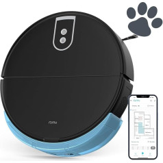 ROMY L6 Animal Smart Home Putekļsūcējs robots ar tīrīšanas funkciju 5200 Pa sūkšanas jauda Klusais robots putekļsūcējs optimizēts mājdzīvnieku matiem paklāju tīrīšanai XXL putekļu tvertne sūkšanas stacijas vietā Melns