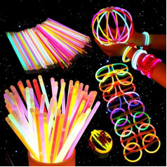 Unomor glow stick ballīšu komplekts, augstas kvalitātes rokassprādzes, kaklarotas, komplekts brillēm, trīskāršas rokassprādzes, galvas lenta, auskari, ziedi, spīdoša bumba un daudz kas cits (glow stick ballīšu komplekts)