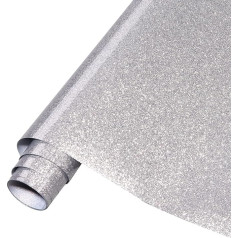 Tintnut Silver glitter HTV vinila rullītis, 30,5 x 1,5 m, sudraba krāsas gliteru siltuma pārneses vinils, spīdīgs spīdums gludināšanai, vinils T-krekliem, spīdums, HTV, saderīgs ar Cricut vai