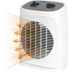 Clatronic® HL 3800 ventilatora sildītājs ar ventilatora funkciju, elektriskais sildītājs ar nepārtraukti regulējamu termostatu un 2 siltuma iestatījumiem, svārstveida sildītājs vannas istabai, virtuvei, garāžai