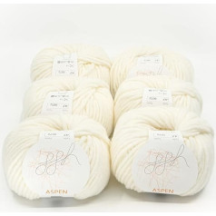 ggh Aspen Box - Bieza Merino vilnas maisījums - 6 x 50 g bumbiņas (kopā 300 g) - adīšanai vai tamborēšanai Krāsa 047 - balta