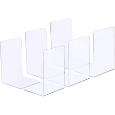 PATIKIL Acrylic Bookend 6 Pack Plastic L-Shape Book Stand for Shelves Desk Bookshelf Magazine Organiser Stand Holder for Office Home Study Clear