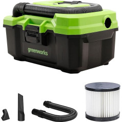 Greenworks Tools G24WDV 01-000004700407, 24-вольтовый пылесос для влажной/сухой уборки, зеленый, серый, черный