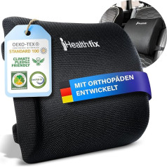 Healthfix® jostasvietas spilvens - ergonomisks muguras spilvens optimālai sēdēšanas pozai | Universāla izmantošana biroja krēslam, automašīnai un mājai | Atmiņas putu jostasvietas atbalsta spilvens