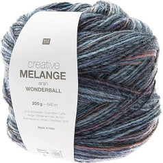 Rico Design Creative Melange Aran Wonderball, gradientu vilna, adatu izmērs adīšanai vai tamborēšanai, 200 g bumbiņa (007, 200)