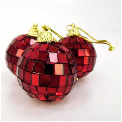 Christmas Concepts® 12 gabaliņu iepakojums - 40 mm spoguļbumbas - Disco Baubles - Ziemassvētku eglīšu rotājumi (sarkans)