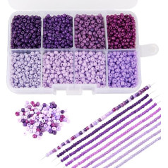 4000 gabali 8 krāsas Pony Beads rokassprādžu veidošanas komplekts, varavīksnes pērlītes rotaslietu izgatavošanai, DIY amatniecība meitenēm un sievietēm, matu pērlītes meiteņu pīnēm (violeta)