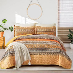 WONGS BEDDING Bohēmiskā sega, Boho sega, karaļa izmērs, viegla mikrošķiedras gultas apdare, gultas pārklājs visiem gadalaikiem, 103