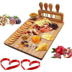 Siera dēlis ar siera nazi Vakariņu komplekts Servēšanas plate Charcuterie Boards Party Trays Personalizēta koka dāvana mājokļa iekārtošanai, Ziemassvētkiem, kāzām, dzimšanas dienām, jubilejai (bambuss)