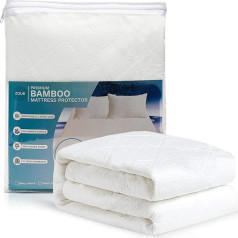 ZOUK Small Single Mattress Protector - Premium Bambusa ūdensnecaurlaidīgs matrača aizsargs mazai vienvietīgai gultai - virsmas matrača pārvalks, pretalerģisks un aizsargāts pret gultas kukaiņiem - mazs