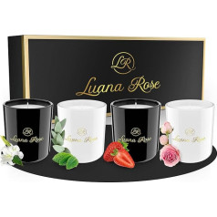 Luana Rose Scented Candle Gift Set 4 Pieces - 100% sojas vaska svece aromterapijai - Dāvanu svece - Sveces stiklā - Sojas vaska sveces aromāts