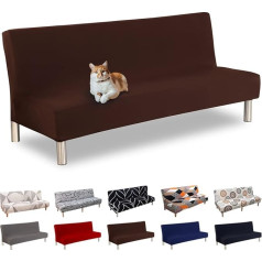 Lydevo Dīvāna pārvalks bez roku balstiem Trīsvietīga dīvāna gultas pārvalks Stretch Armrest Sofa gultas pārvalks Armless Clic Clac Elastīgs dīvāna pārvalks Futon izvelkamajam dīvānam bez roku balstiem, kafija