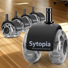 Sytopia Office Chair Wheels 10 mm x 22 mm, Only Compatible with 1KEA Office Chair (Not for 11 mm Chair Wheels), Set of 5 Wheels for Office Chairs, Super Quiet and Soft for Hard Floors, Parquet,